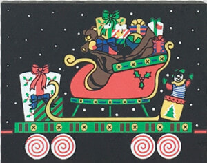 Santa S Sleigh Train Car From Vintage North Pole Handcrafted   Wooden Block  HD Png Download