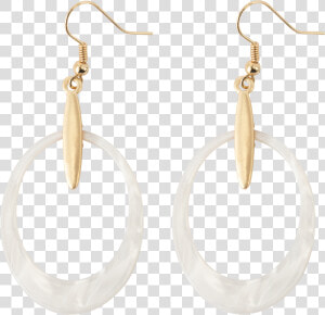  white Acrylic Oval With Gold Accent Earrings   Earrings  HD Png Download