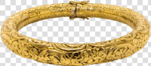 22k Yellow Gold Fancy Engraved Bangle Bracelet   Bangle  HD Png Download