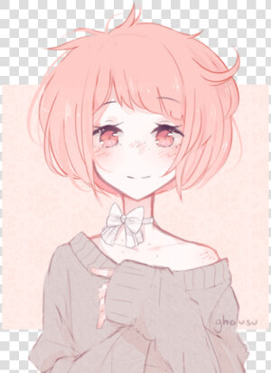 Kawaii Cute Girl Pastel Vintage Orange Tumblr   Cute Anime Girl With Short Hair  HD Png Download