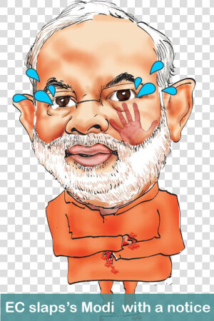 Ec Slap Modi With Notice   Cartoon Face Of Modi  HD Png Download