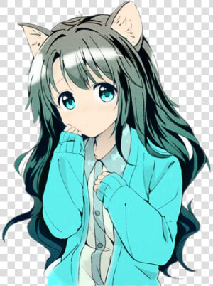  anime  girl  cat  ears  girlcat   Anime Girls With Cat Ears  HD Png Download