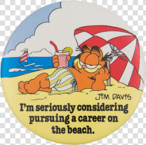 Garfield A Career On The Beach Entertainment Button   Garfield Beach Cartoon  HD Png Download