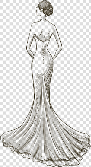 Wedding Dress Drawing   Drawing Wedding Dress  HD Png Download