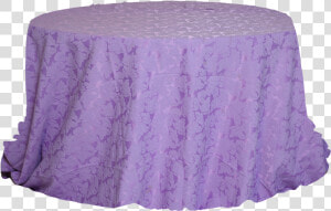 Round Table With Purple Jacquard Cover   Tablecloth  HD Png Download