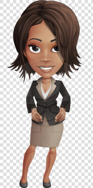 African American Female With Black Coat Vector Character   Woman Cartoon Character Png  Transparent Png