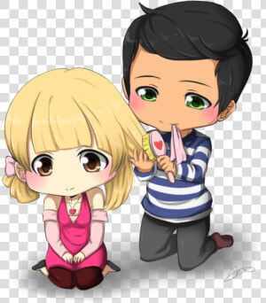 Interracial Anime Couple Chibi   Chibi Couple  HD Png Download