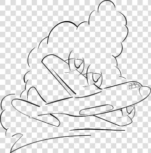 Outline  Drawing  Cartoon  Airplane  Clouds   Airplane Outline  HD Png Download