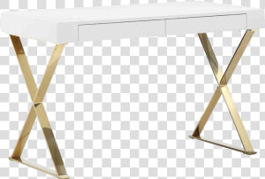 White  Desk  Lacquered  X Legs  Cross Legs  Brass    End Table  HD Png Download