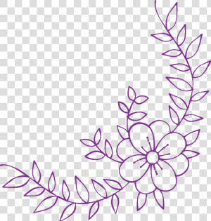  purple  florals  flowers  leaves  vines  divider   Line Art  HD Png Download