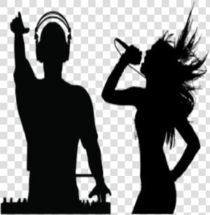  silhouette  shadow  black  music  dj  discjockey  singing   Silhouette  HD Png Download