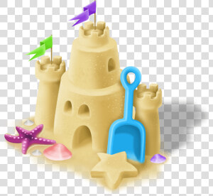 Sand Castle With Blue Spade   Transparent Sand Castle Png  Png Download