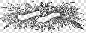 Digital Stamp Design Royalty Free Floral Banner   Black And White Flowers Vintage Png  Transparent Png