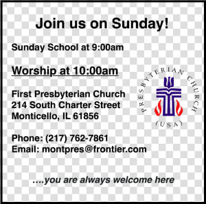 Worship Times  amp  Location   Presbyterian Church  HD Png Download