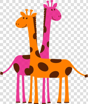 Giraffes  Orange  Pink  Cartoon  Safari   Giraffes Clipart  HD Png Download