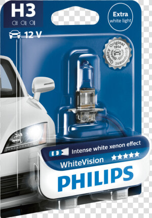 H3 Headlight Bulb Philips White Vision  Single Unit   H3 12v 55w Led Bulb  HD Png Download