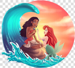  moana  ocean  disney  mermaid  mermaids  thelittlemermaid   Moana And Ariel  HD Png Download