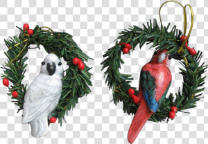 Cockatoo And Macaw Parrot Hand Painted Wood Christmas   Christmas Ornament  HD Png Download