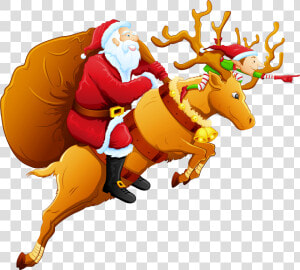 Santa And Reindeer Png Clipartu200b Gallery Yopriceville   Santa Claus On Reindeer  Transparent Png