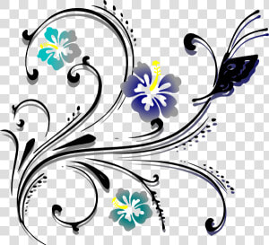 Butterfly Scroll Clip Art At Clker   Butterfly And Flower Vector Png  Transparent Png