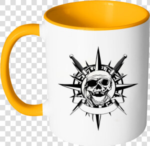 Pirate Skull Accent Mug   ドクロ の イラスト リアル  HD Png Download