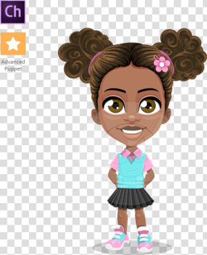 Anita The Playful Little Girl Puppet   African American Girl Animated  HD Png Download