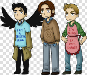 Supernatural Dean Sam Cas Team Free Will Hellredsky   Cartoon Dean Winchester  HD Png Download