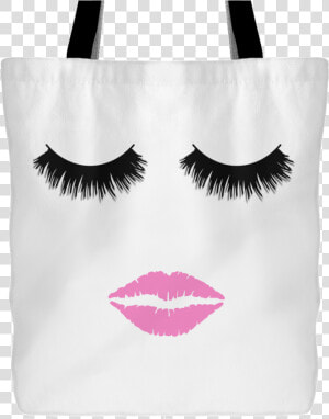 Lips  amp  Lashes Print Canvas Tote Shopping Bag   Lips Clip Art  HD Png Download