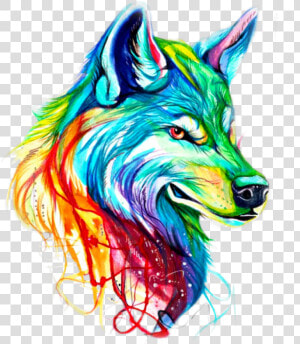 Rainbow Clipart Wolf   Imagens De Lobo Colorido  HD Png Download