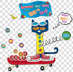 Tcr62384 Pete The Cat 100 Groovy Days Of School Bulletin   Pete The Cat Classroom Decoration  HD Png Download