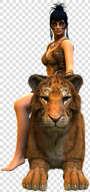 Woman  Tiger  Amazone  Heroine  Beauty  Courageous   Gambar Wanita Harimau  HD Png Download