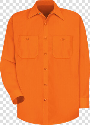 Long Sleeve Enhanced Visibility Work Shirt   Orange Long Sleeve Button Shirts Mens  HD Png Download