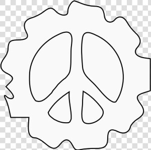 Peace Symbol Peace Sign Flower 86 Black White Line   Free French Forces  HD Png Download