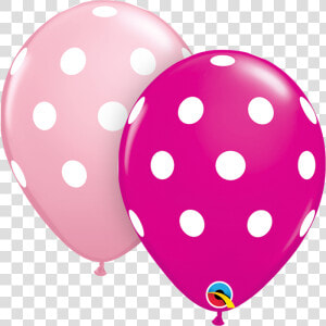 11 Inch Qualatex Big Polka Dots Pink  amp  Wild Berry With   Pink Polka Dot Balloons  HD Png Download