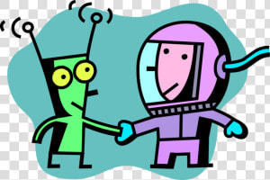 Vector Illustration Of Astronaut Shakes Hands With  HD Png Download