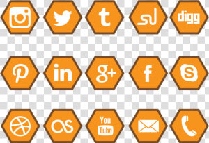 Orange Social Media Icons   Social Media Icon Orange  HD Png Download