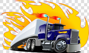 Trailer Peterbilt Clip Art Train Transprent Semitrailer   Semi Truck Vector Cartoon  HD Png Download