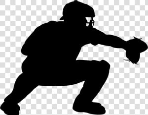 Baseball Player Catcher Silhouette  HD Png Download