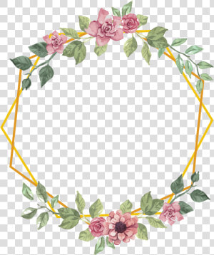  geometric  frame  gold  flowers  floral  bouquet  shape   Frame Flower Watercolor Png  Transparent Png