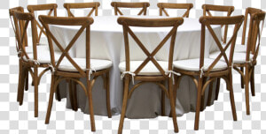 Round Banquet Table With 12 Honey Brown Cross back   Kitchen  amp  Dining Room Table  HD Png Download