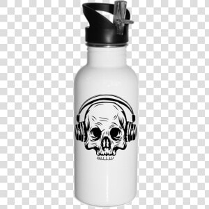 Transparent Skull With Headphones Png   20oz Sublimation Water Bottle  Png Download