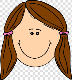 Cartoon Girl Smiling Girl With Brown Ponytails Clip   Sad Girl Face Cartoon  HD Png Download