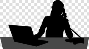 Cloud Hosted Cell Phone   Silhouette Person At Desk  HD Png Download