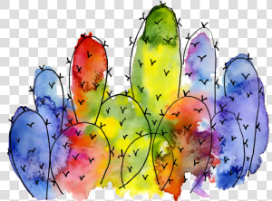 Colorful Cactus Watercolor Hand Painted Transparent  HD Png Download