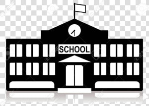 High School Black And White Transparent Png   School Building Silhouette Png  Png Download