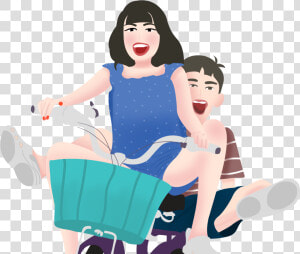 Couple Cartoon Biking Png And Psd   Sitting  Transparent Png