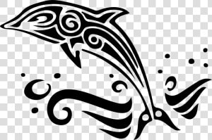 Tribal Dolphin Clip Arts   Clipart Black And White Dolphins  HD Png Download