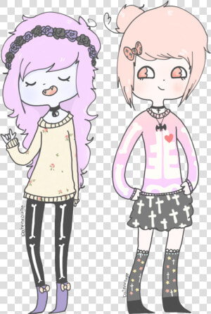 Png 2 Best Girl Friends   2 Best Friends Kawaii  Transparent Png