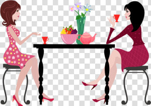 Picture Library People Sitting At Table Png Good An   Cartoon Ladies Having Coffee  Transparent Png