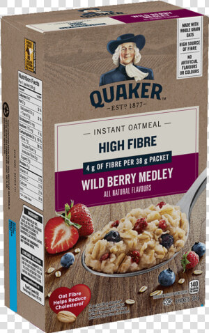 Quaker® High Fibre Wild Berry Medley Instant Oatmeal   Muesli  HD Png Download